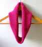 Cowl Infinity Scarf in Cerise Pink Alpaca Wool - Image 3