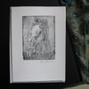 Mari Lwyd blank original etching blessings greetings card