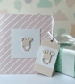 Handmade Pearl shimmer Pink baby card with matching gift tag - Image 3