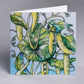 Sugar Snaps - Gardeners greeting card.