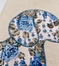 Reusable Appliqué A5 Notebook Cover with Notebook Included – Handmade Blue Flora - Image 3