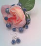 Blue Patterned White Ceramic Bead Bracelet and Earrings, Gift for Her - Image 7