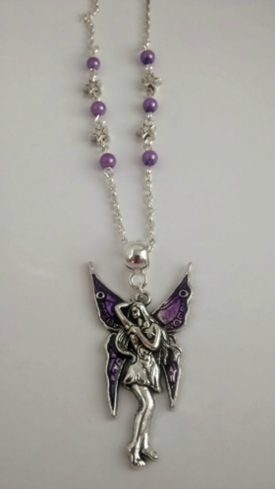 Purple Winged Fairy Charm Necklace