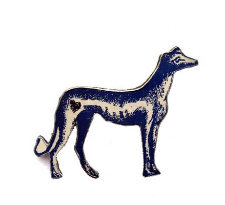 Wonderfully Whimsical  Blue Greyhound Dog Brooch by EllyMental