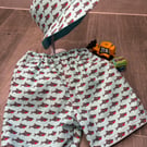 Shark Shorts and Matching Sun Hat