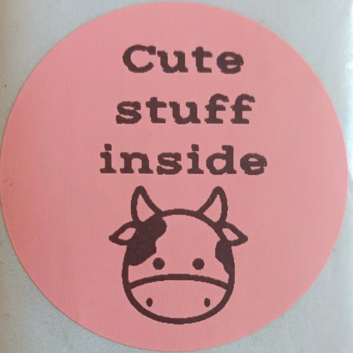 40 'Cute Stuff Inside' Thermal Printed Stickers (Cow mix)