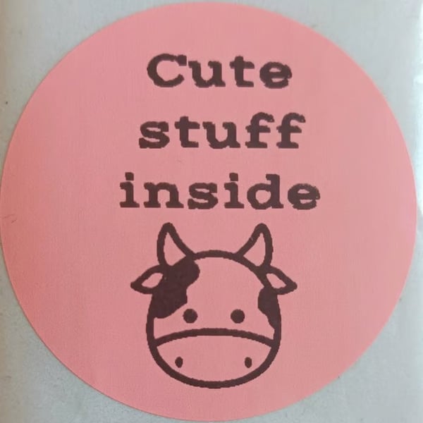 40 'Cute Stuff Inside' Thermal Printed Stickers (Cow mix)
