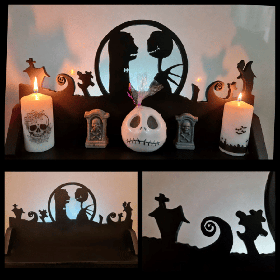 Inspired Shelf-  Goth, Nightmare Christmas, Halloween, Gothic shelf, wall decor