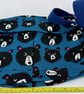 Handmade blue cotton canvas fully lined messenger bag  in fun teddy design - Image 6