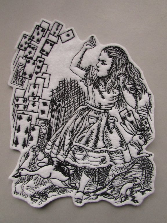 Alice in wonderland Embroidered Sew on Applique Patch