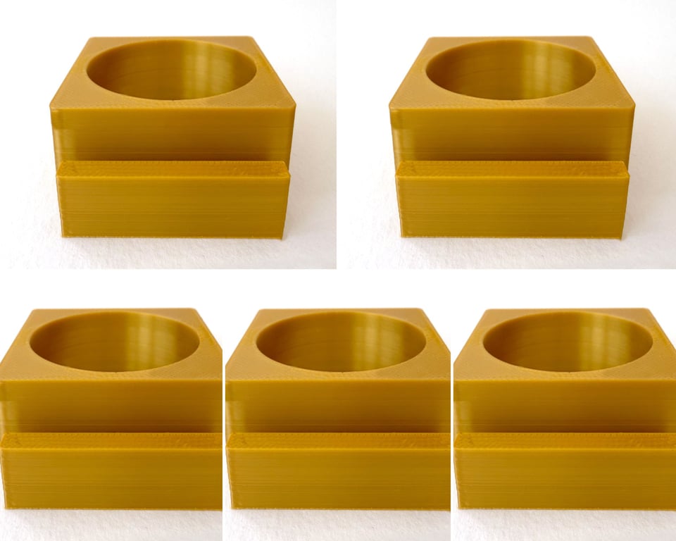 Five gold tea light display stands for fused glass panels - 4mm slot