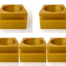 Five gold tea light display stands for fused glass panels - 4mm slot