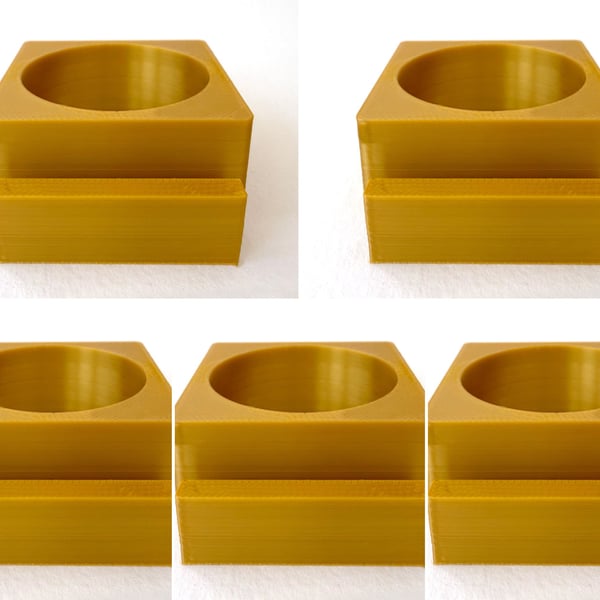 Five gold tea light display stands for fused glass panels - 4mm slot