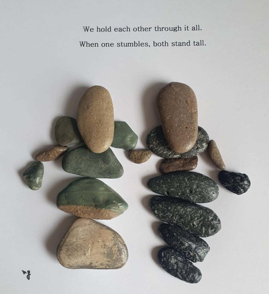 Pebble Art Sisters, Best Friends, Handmade Stone Frame Gift for Special Bond 