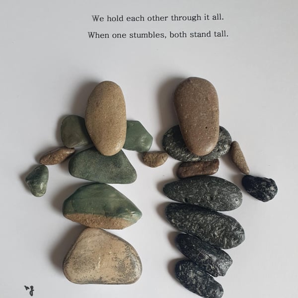 Pebble Art Sisters, Best Friends, Handmade Stone Frame Gift for Special Bond 