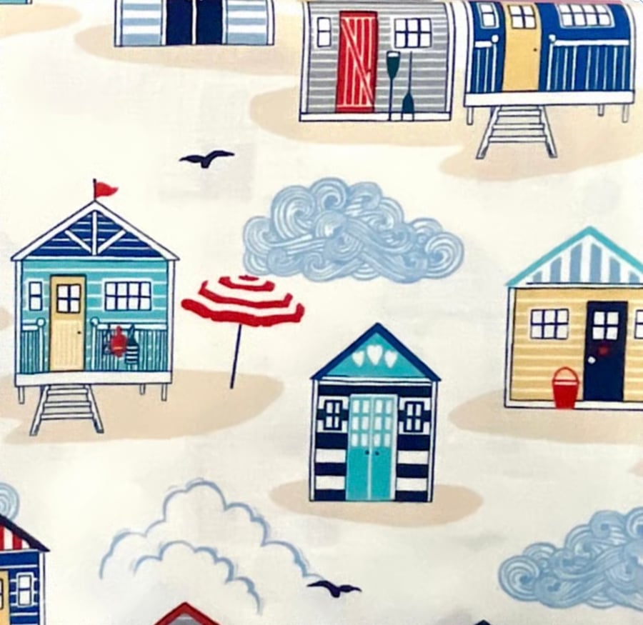 Cream Beach Huts Fat Quarter