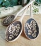 Three pyrography acorn & oak leaf wooden spoons - Image 1