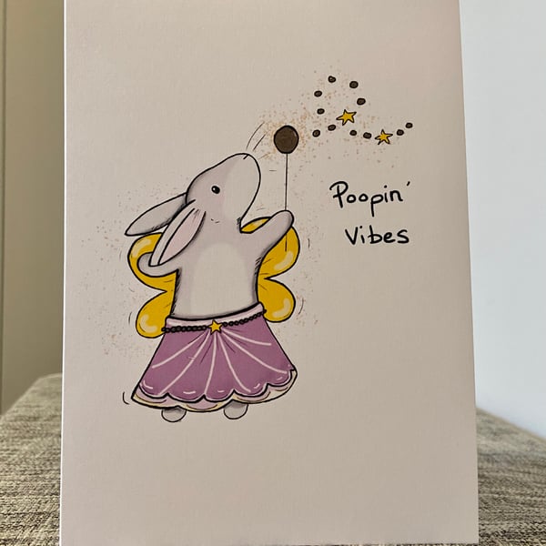 Poopin’ vibes poop fairy bunny get well card