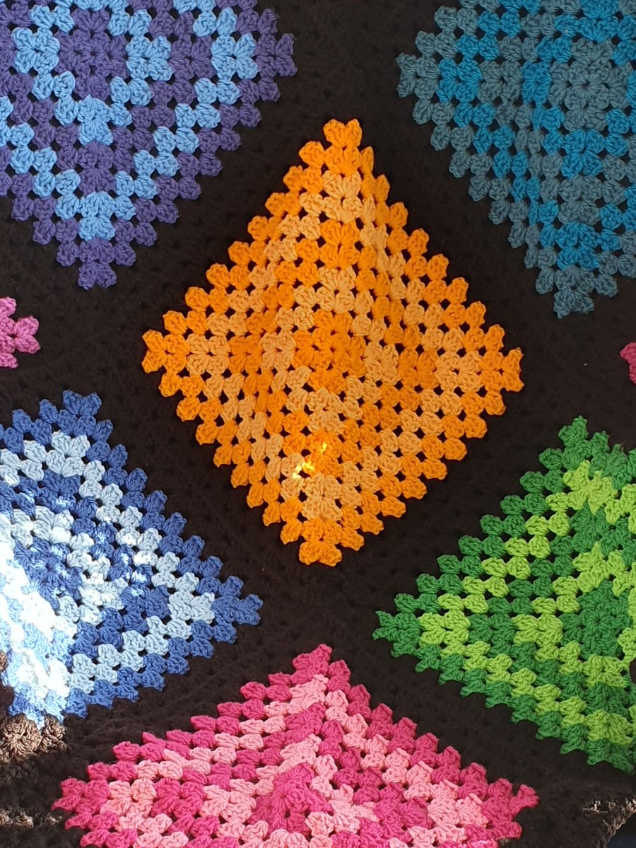 Fun and Colourful Nine Square Granny Blanket 