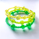 Spring Green Stacking Bracelets Set of 3 Bright Colour Stretch Bracelets Trio