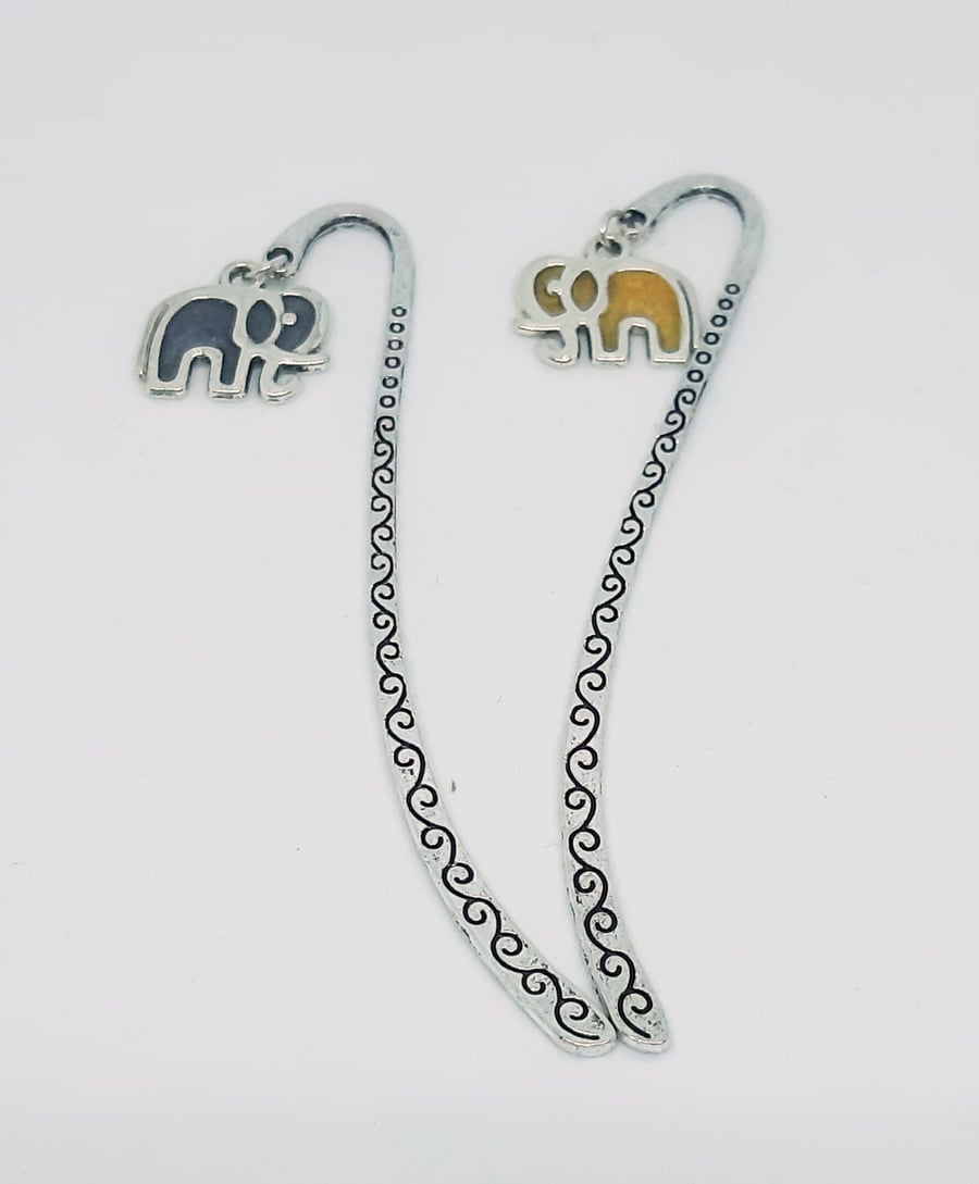 Silver Bookmark with Elephant Charm