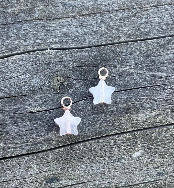 Rose Quartz Star Charms for Hoop Earrings 