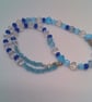 Necklace with Blue and Clear Bicone Beads and a Shell Pendant, Blue Pendant - Image 9