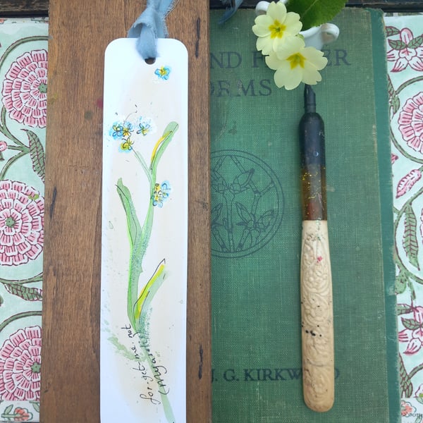 Forget-me-not bookmark ,  A gift for a book and nature lover.