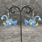 Angler Fish Dangle Earrings, Glow in the Dark Resin Angler Fish Earrings