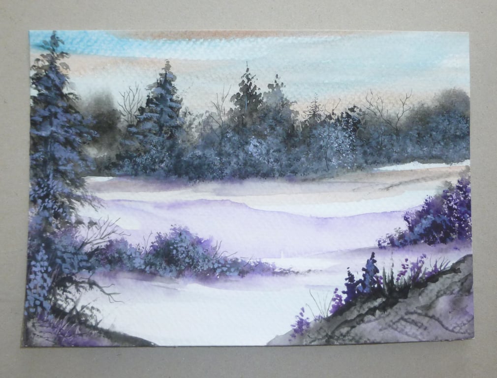original art hand painted winter landscape ( ref FA 480 A1 )