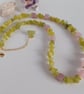 Sweet Rose Quartz & Olive Jade Gemstone Choker, Adjustable Length