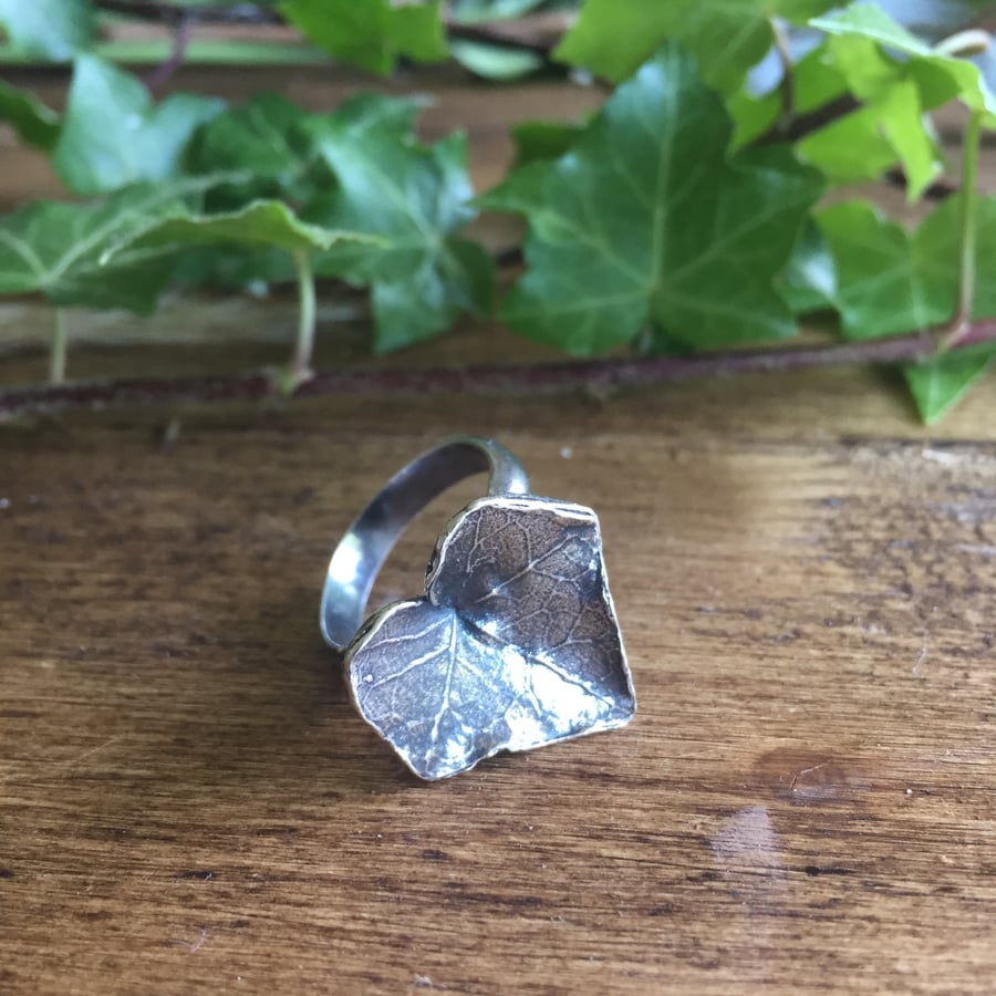 Sterling silver ivy leaf ring - a beautiful Christmas gift for her