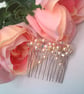 Cream Pearl and Crystal Bow Hair Comb, Beaded Hair Accessory, Prom Accessory - Image 3