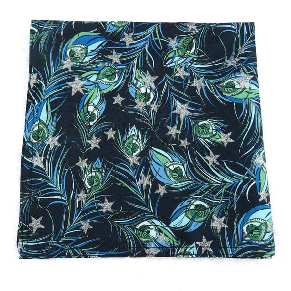 Liberty print Gents handkerchief, pocket square, Festive Plume Star
