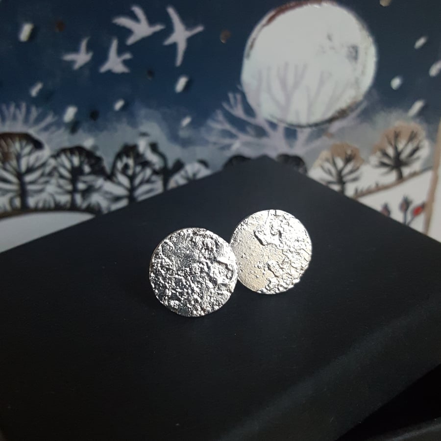 Full Moon Earrings - Moon Ear Studs - Ladies Circle Earrings - Luna Circle Studs