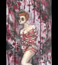 Haunted - Original A4 Figurative, Emotional, Horror painting with Red Rope - Image 1