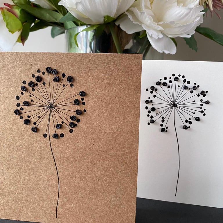 Handcrafted Wire and Ink Allium Seed head Card