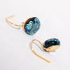 Glass Dot Earrings - Silver & Blue on Gold Plated Wires
