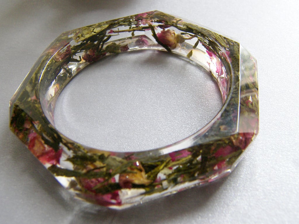 Green Tea and Roses Resin Bangle