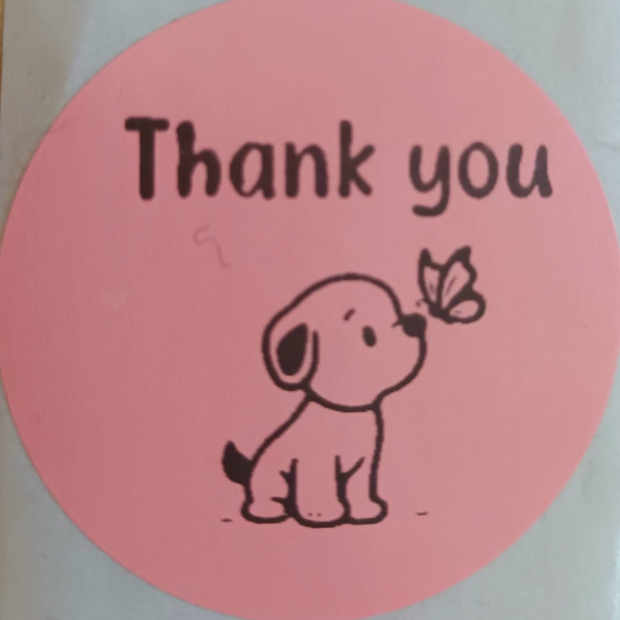 50 'Thank You' Puppy Thermal Printed Stickers (IP)