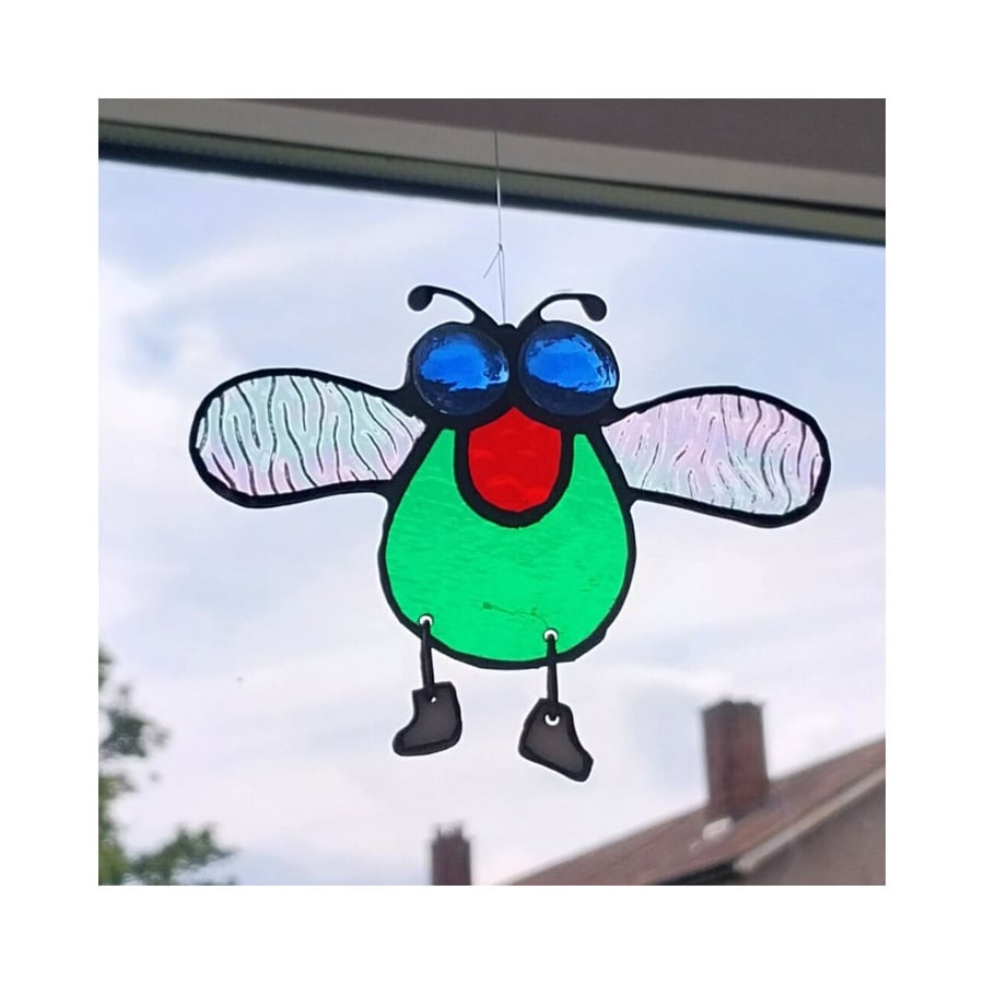 Stained glass suncatcher Fly