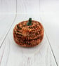 Hand knitted mini pumpkin pin cushion variegated orange - Image 4