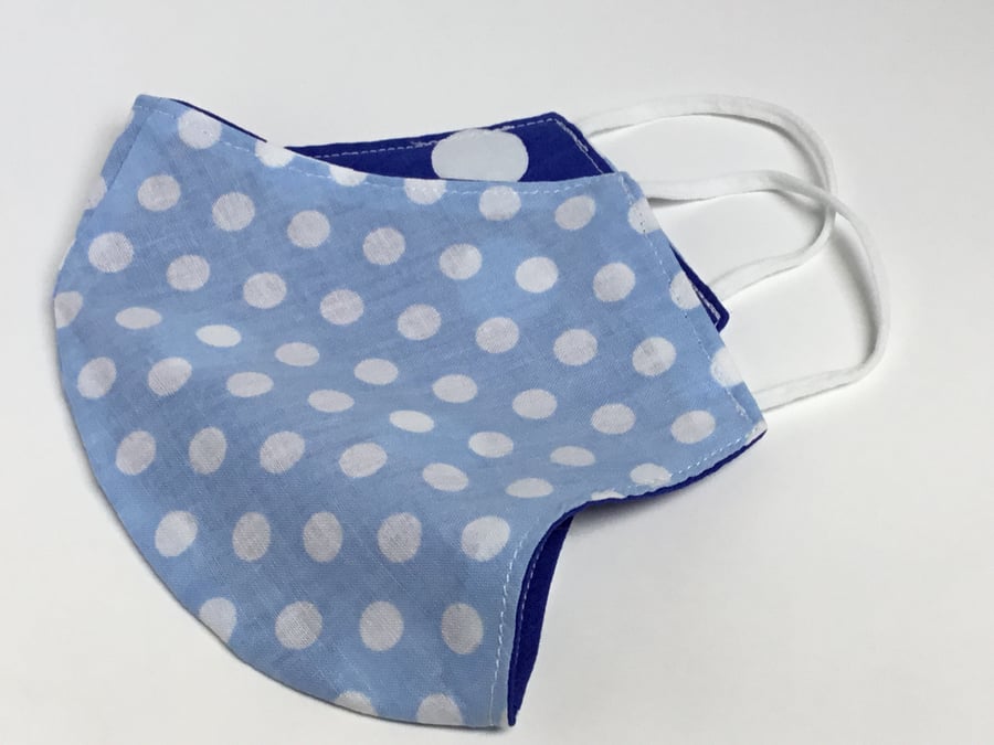 Medium double layered, washable blue face mask