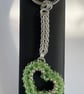 Green Crystal Open Heart Handbag Charm, with a Chainmaille Chain and Keyring  - Image 2