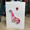 Valentinosaurus - A7 Hand Sewn Valentine' Day Card