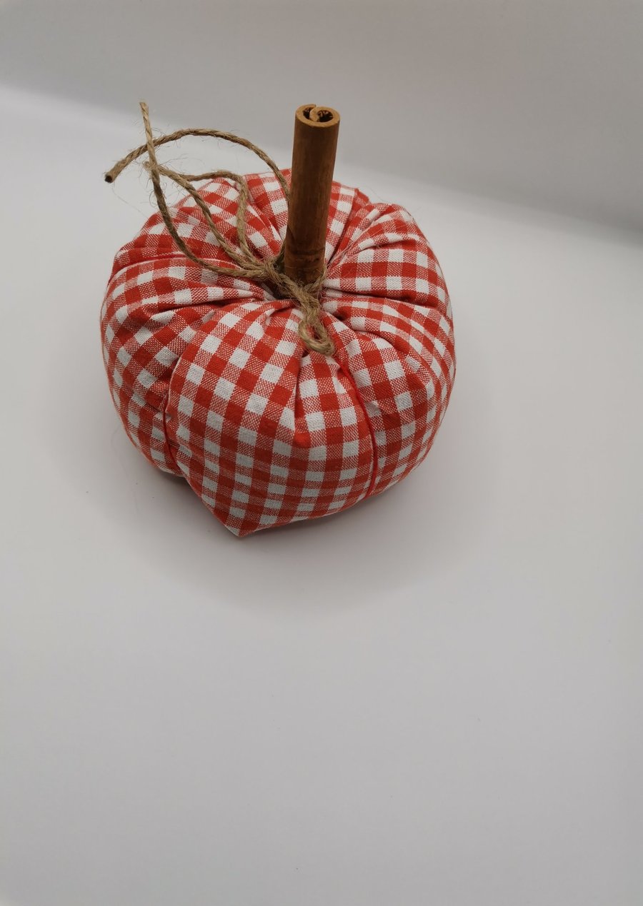 Image of Handmade Rustic Style Gingham Pumpkin Decoration 