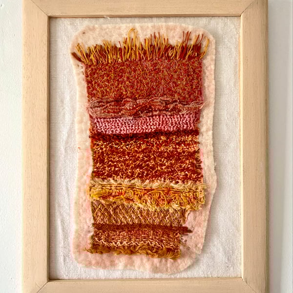 A slice of life, abstract textured embroidered art