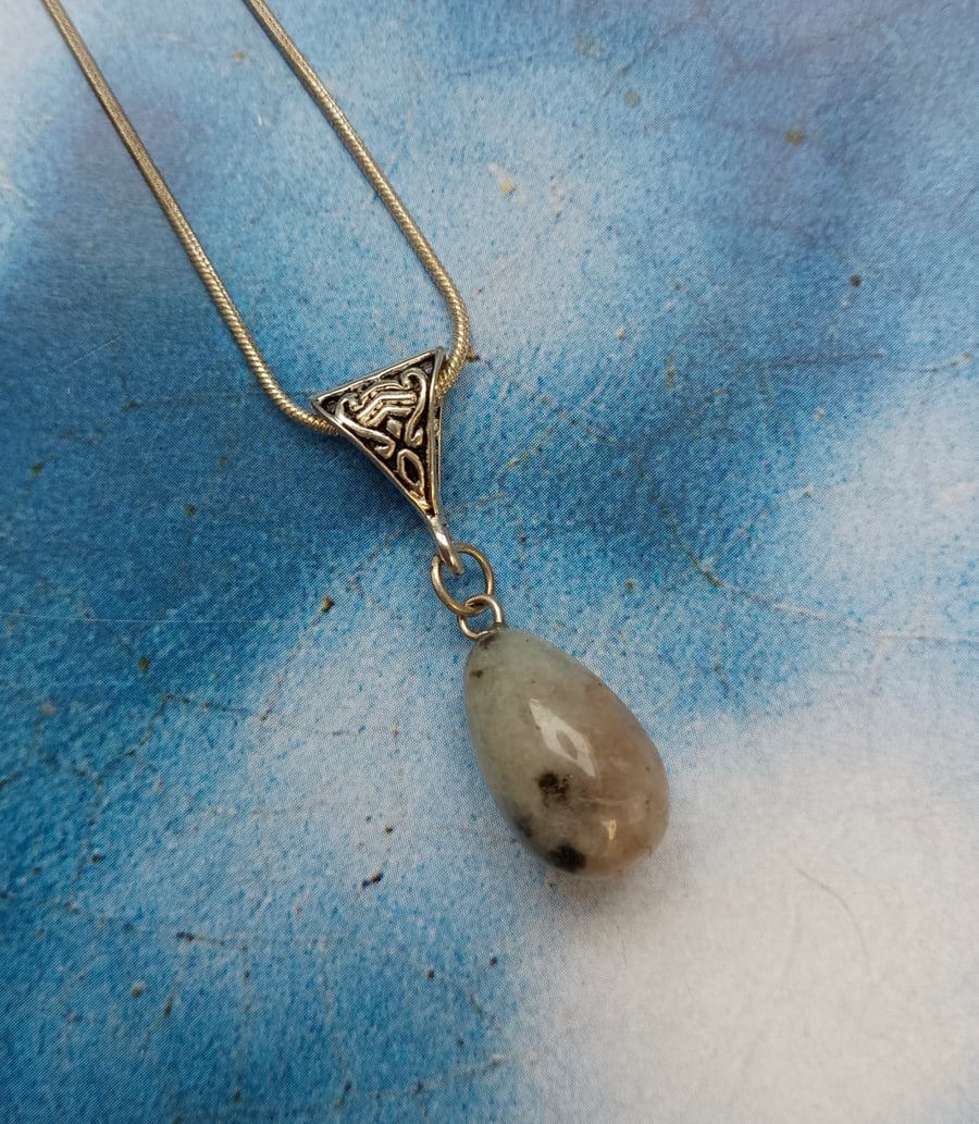 Gorgeous Grey Speckled Sesame Jasper Pendant