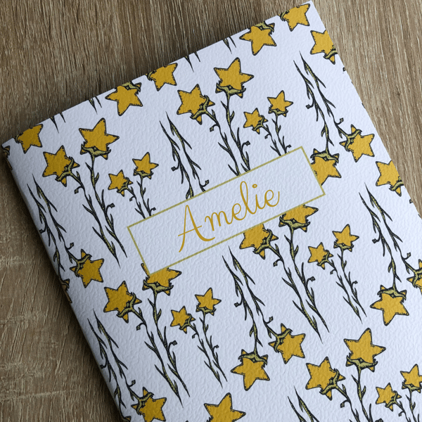 Custom Name Notebook, Recycled Paper Notebook, Star Notebook, Journal