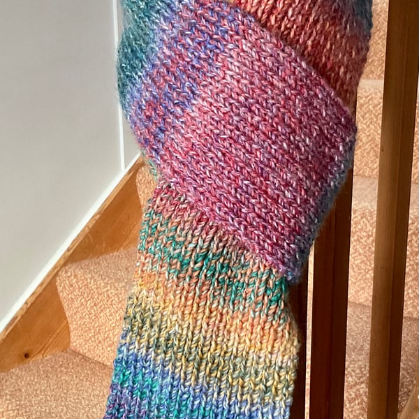 Hand knitted long Happy Valley Scarf 